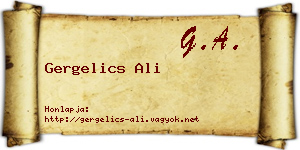Gergelics Ali névjegykártya